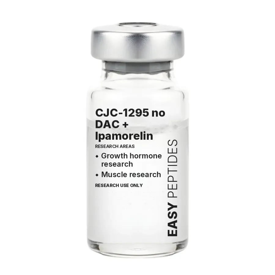 CJC-1295 no DAC + Ipamorelin vial CJC-1295 no DAC + Ipamorelin research peptide vial, Easy Peptides