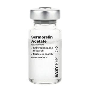 Sermorelin Acetate research peptide vial, Easy Peptides